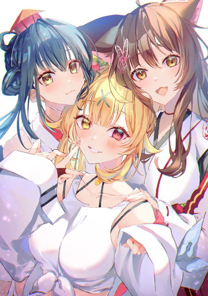hoshikawa sara, yamagami karuta, and fumi (nijisanji) drawn by mizurapi