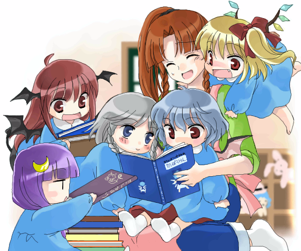 remilia scarlet, flandre scarlet, izayoi sakuya, cirno, patchouli knowledge, and 2 more (touhou) drawn by coco_(artist)