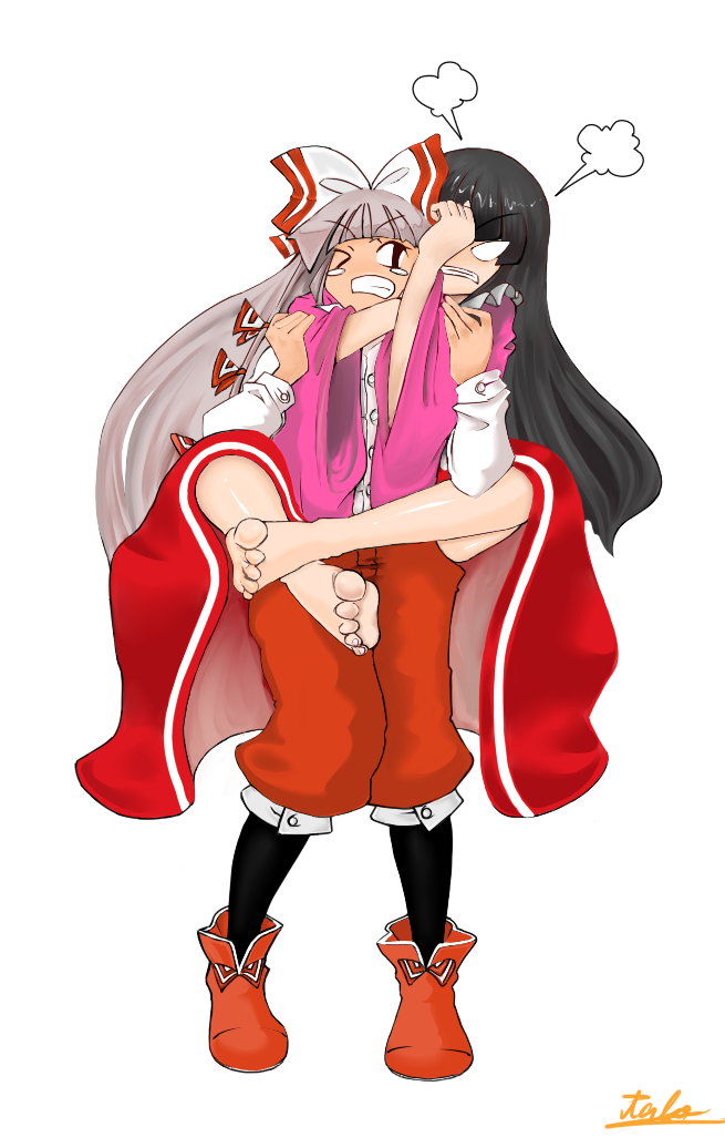 fujiwara no mokou and houraisan kaguya (touhou) drawn by t_(moguro)