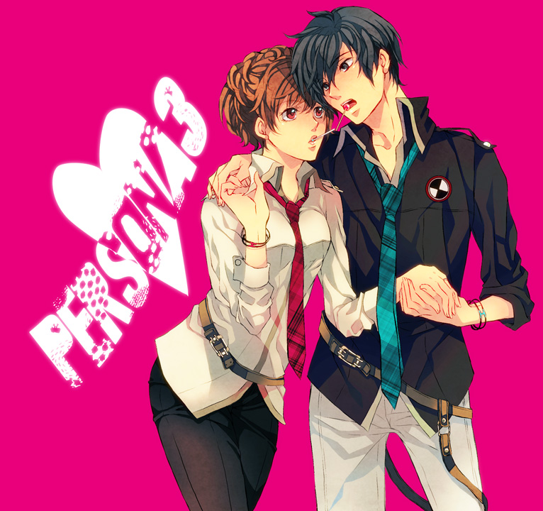 yuuki makoto and shiomi kotone (persona and 2 more) drawn by nishi_juuji
