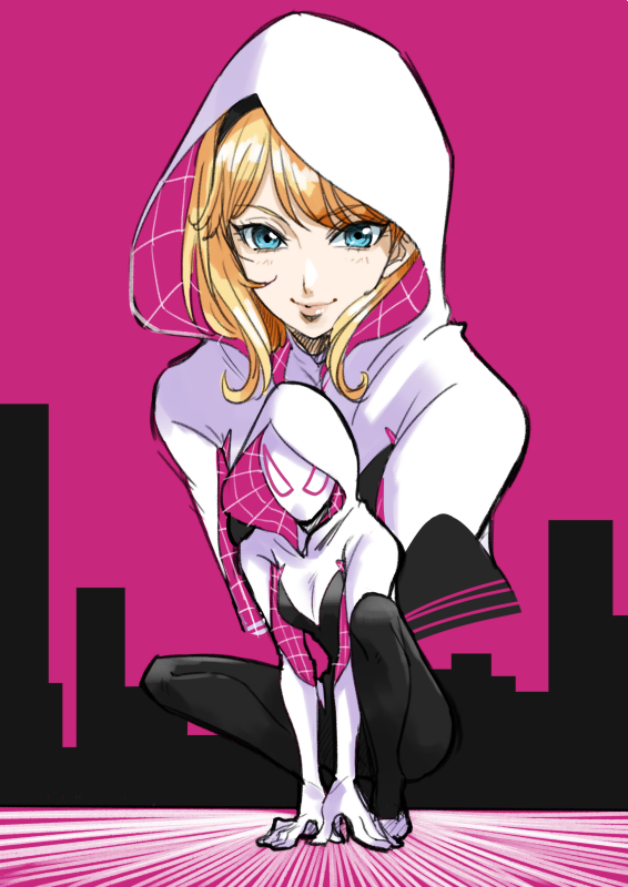 spider-gwen and gwen stacy (marvel and 1 more) drawn by tsukikage_oyama