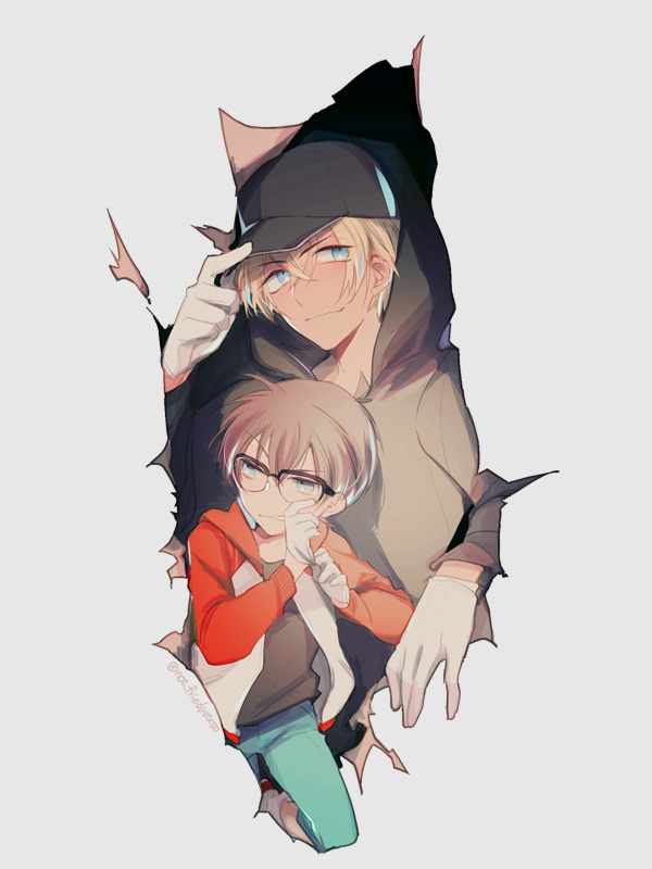 edogawa conan and amuro tooru (meitantei conan) drawn by jikei
