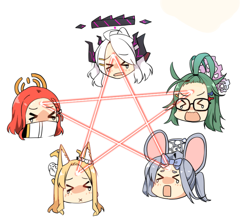 hina, seia, yuzu, saya, and meru (blue archive) drawn by fatcat_booster