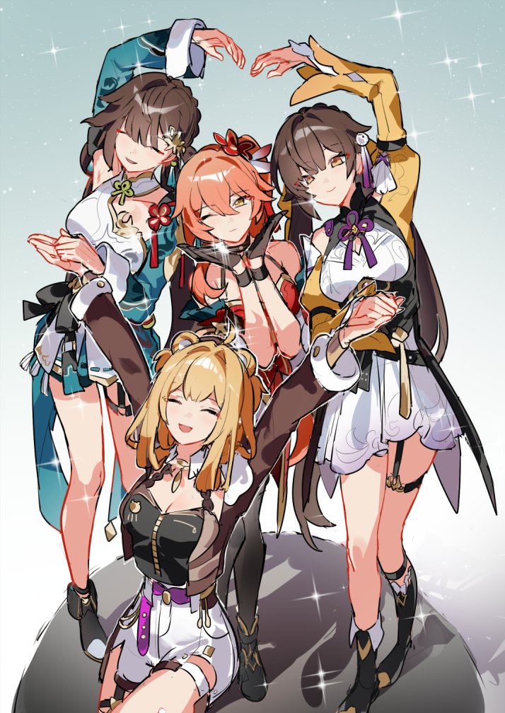 li sushang, sushang, guinaifen, and susannah manatt (honkai and 2 more) drawn by grape_(grapedraws)
