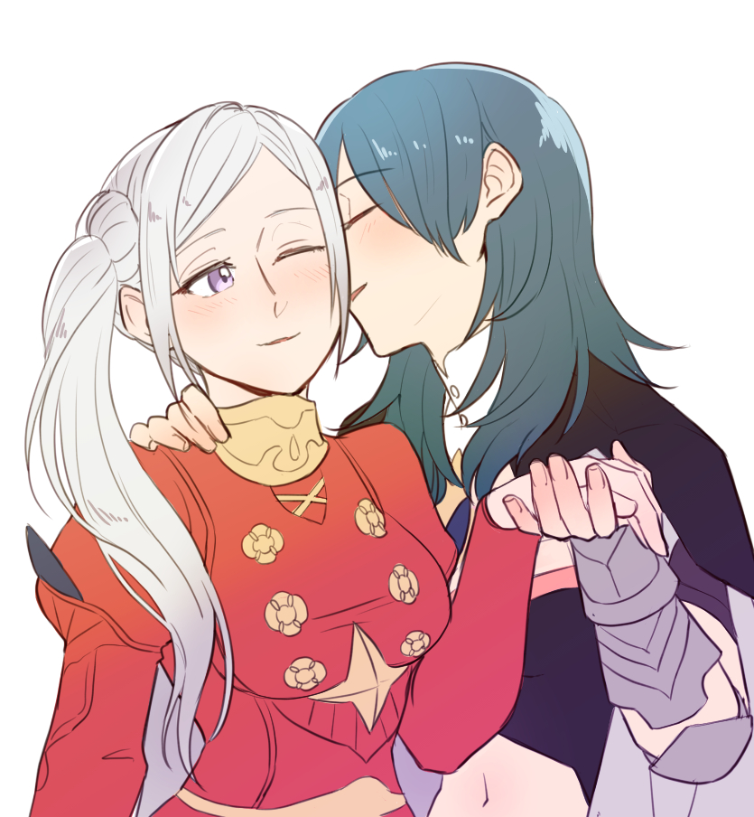female byleth and edelgard von hresvelg (fire emblem and 1 more) drawn by riromomo
