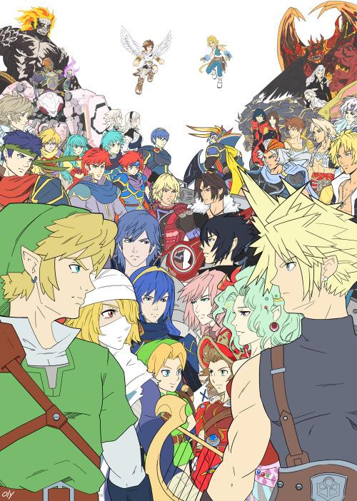 link, cloud strife, lucina, sephiroth, female corrin, and 19 more (fire emblem and 24 more)