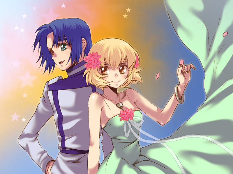 cagalli yula athha and athrun zala (gundam and 1 more) drawn by yukimitsuki