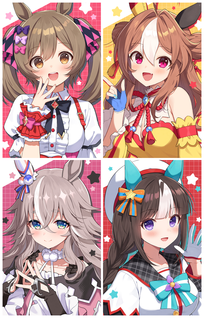 smart falcon, hokko tarumae, copano rickey, and wonder acute (umamusume) drawn by mauve