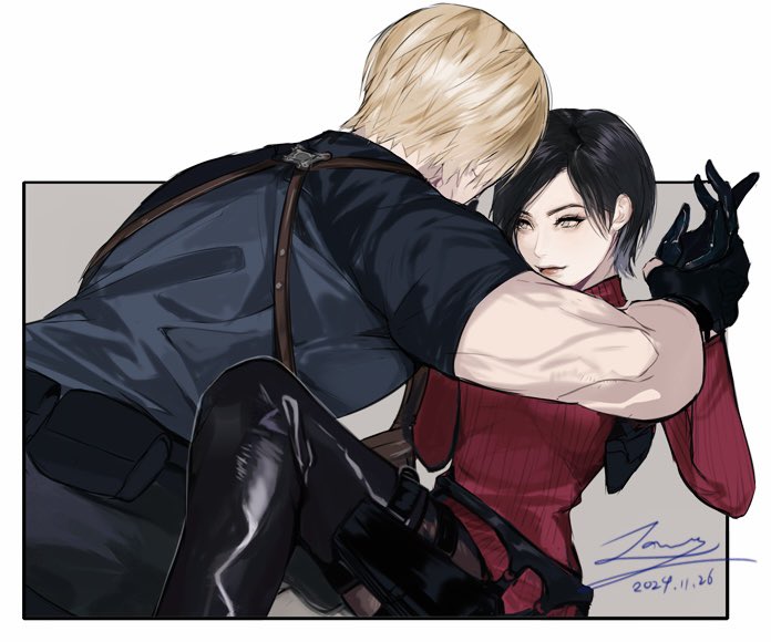 leon s. kennedy and ada wong (resident evil and 1 more) drawn by meow_(cindy738)