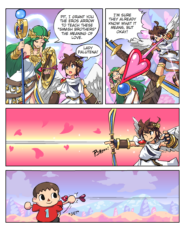 palutena, pit, and villager (super smash bros. and 2 more) drawn by john_su