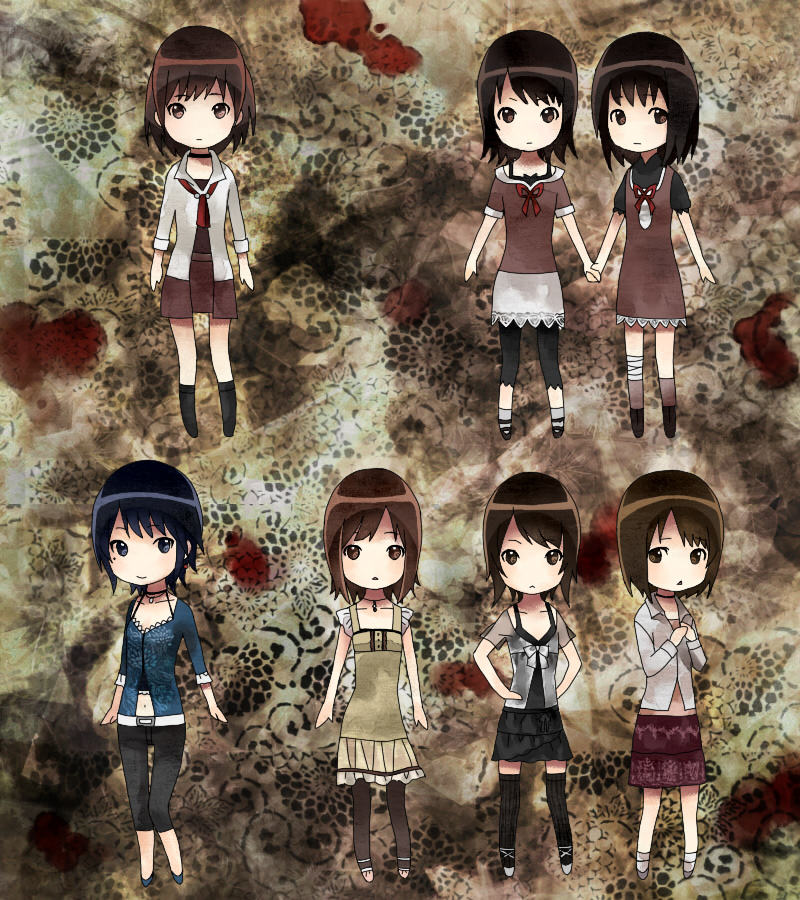 amakura mio, amakura mayu, asou misaki, hinasaki miku, minazuki ruka, and 2 more (fatal frame and 3 more) drawn by kikutake_ranmaru