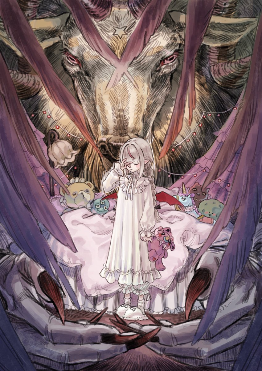 makaino ririmu and baphomet (nijisanji) drawn by koze_niire