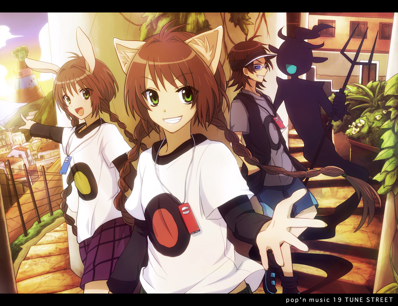 mimi, nyami, mzd, hatena, and the garden (bemani and 1 more) drawn by uka_(color_noise)