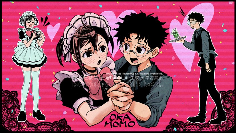 ayase momo and takakura ken (dandadan) drawn by haikai_ni