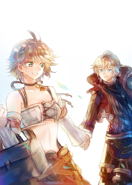 shulk and fiora (xenoblade chronicles and 1 more) drawn by nadir_(nadirnek)
