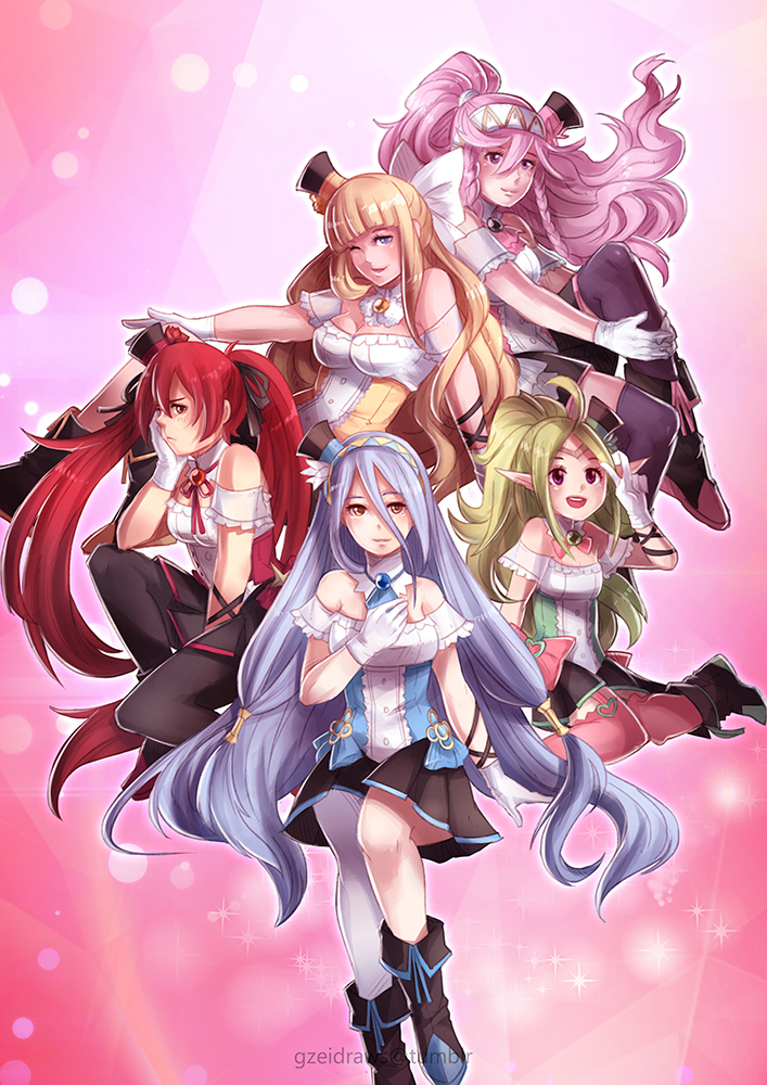 azura, nowi, olivia, charlotte, and selena (fire emblem and 3 more) drawn by gzei