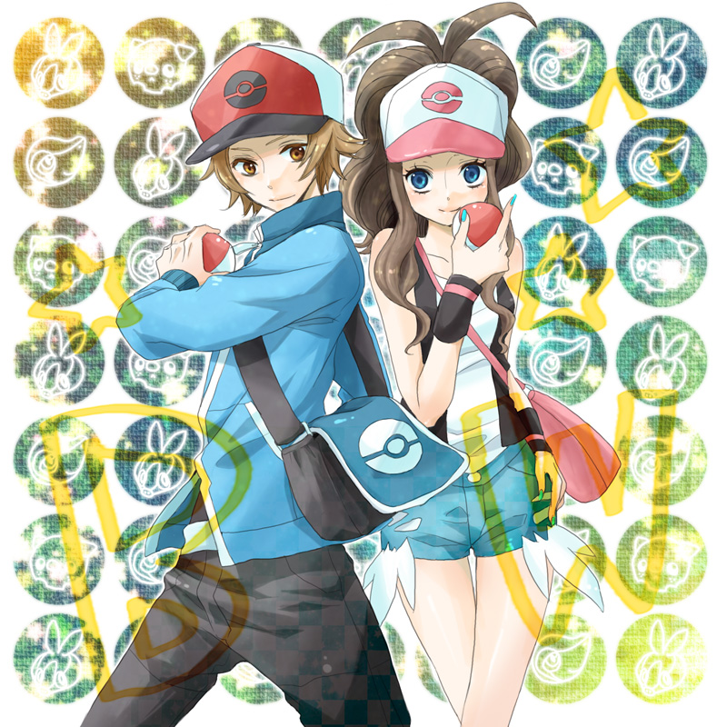 hilda and hilbert (pokemon and 1 more) drawn by imcha