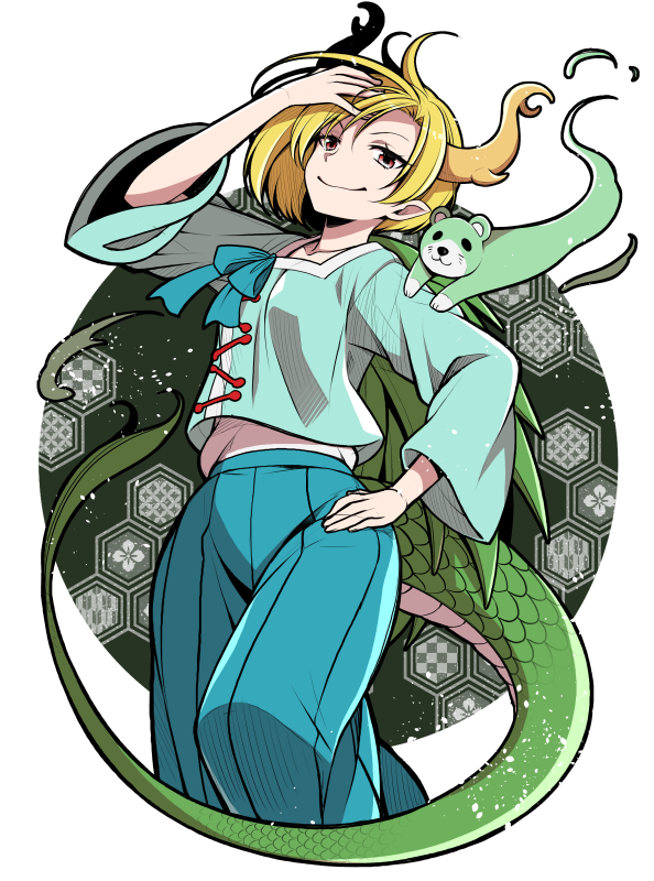 kicchou yachie and otter spirit (touhou) drawn by eichi_yuu