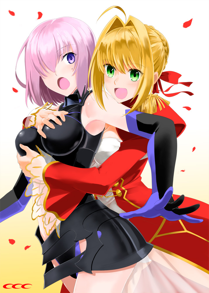 mash kyrielight and nero claudius (fate and 2 more) drawn by shirotsumekusa