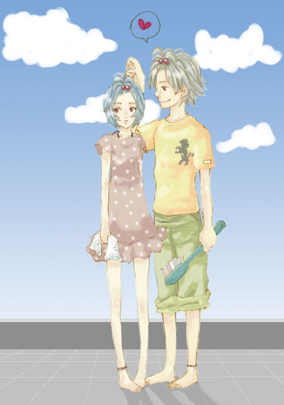 ayanami rei and nagisa kaworu (neon genesis evangelion) drawn by lrk