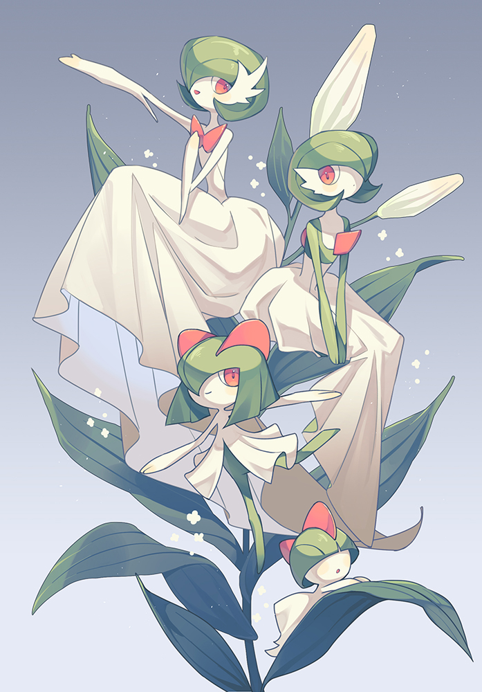 gardevoir, mega gardevoir, kirlia, and ralts (pokemon) drawn by moritree030