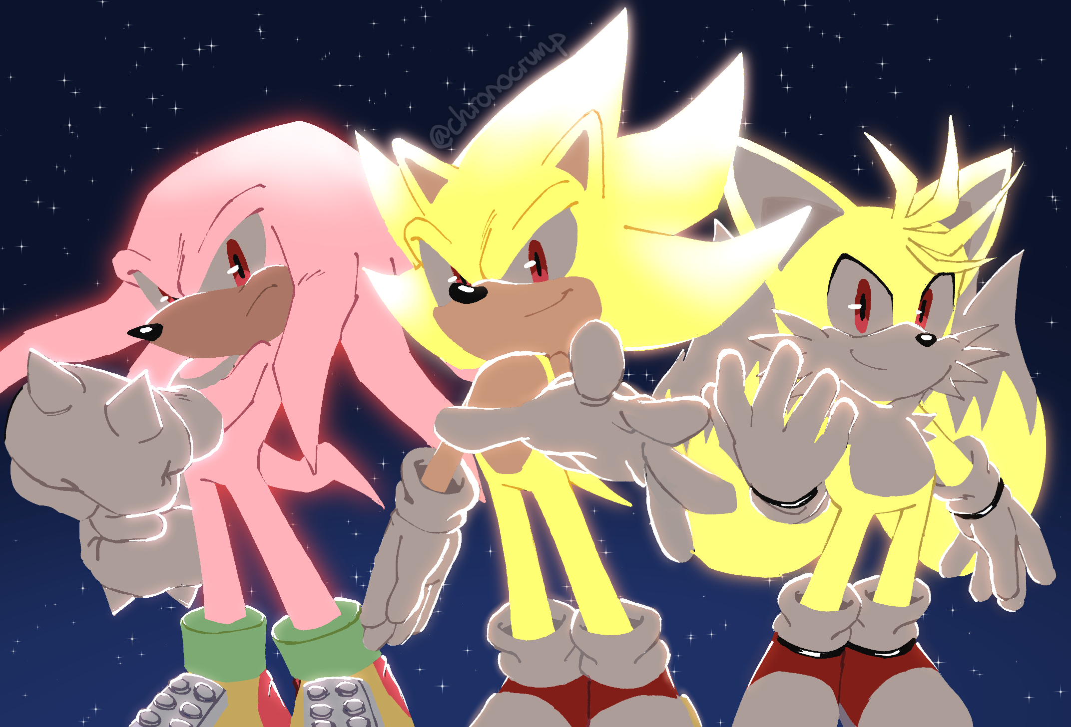 shadow the hedgehog and tails (sonic) drawn by chronocrump
