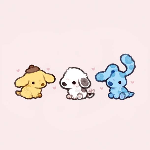 pompompurin, snoopy, and blue (sanrio and 2 more) drawn by spicymochi