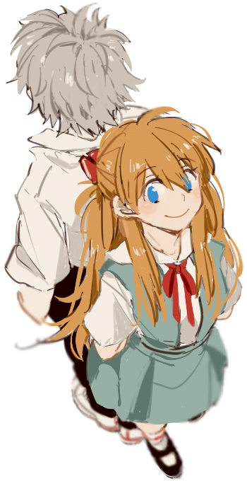 souryuu asuka langley and nagisa kaworu (neon genesis evangelion) drawn by 0930erina