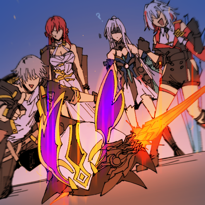 trailblazer, caelus, topaz, himeko, jingliu, and 2 more (honkai and 1 more) drawn by lawzanid