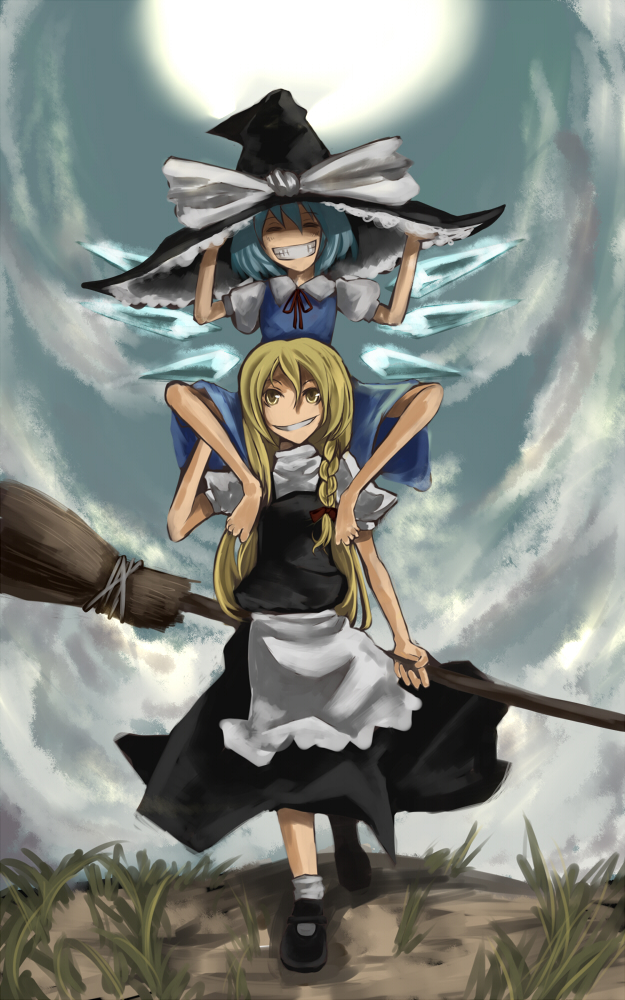kirisame marisa and cirno (touhou) drawn by yuma_(cobhc666)