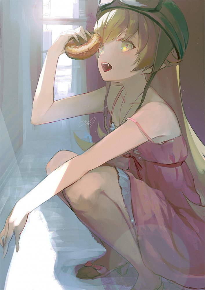 oshino shinobu (monogatari and 1 more) drawn by baicha_oqqa