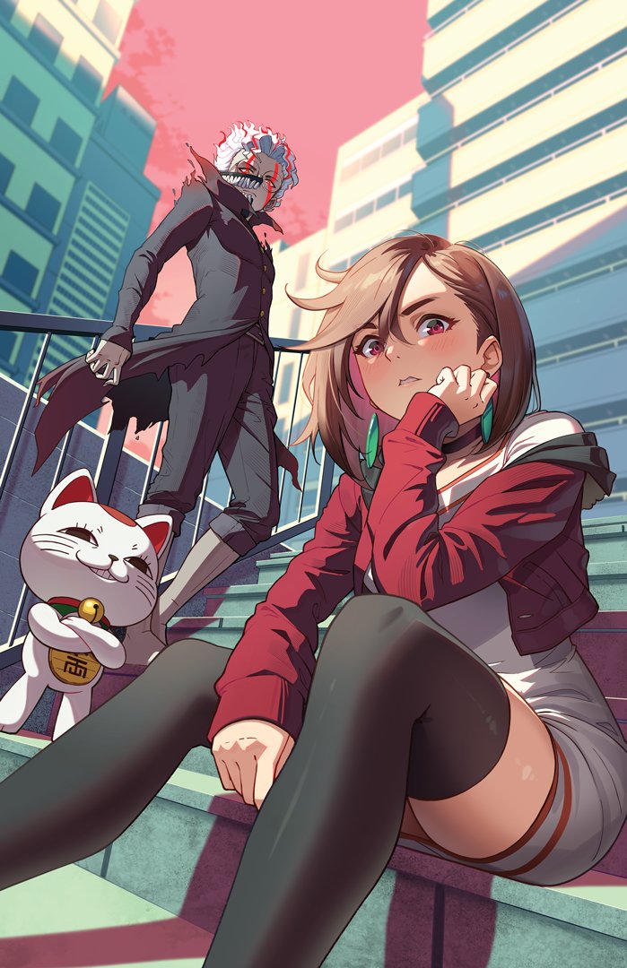 ayase momo, takakura ken, and turbo granny (dandadan) drawn by kaijuicery