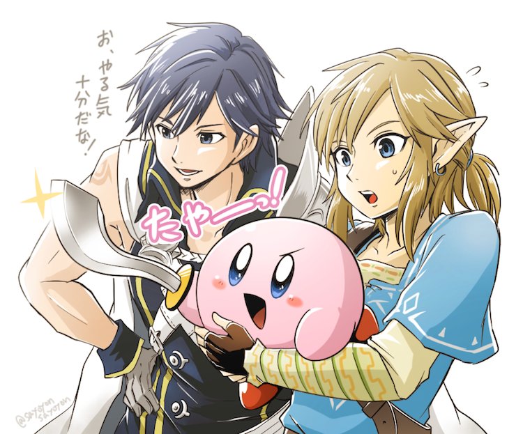 link, kirby, and chrom (fire emblem and 5 more) drawn by sayoyonsayoyo