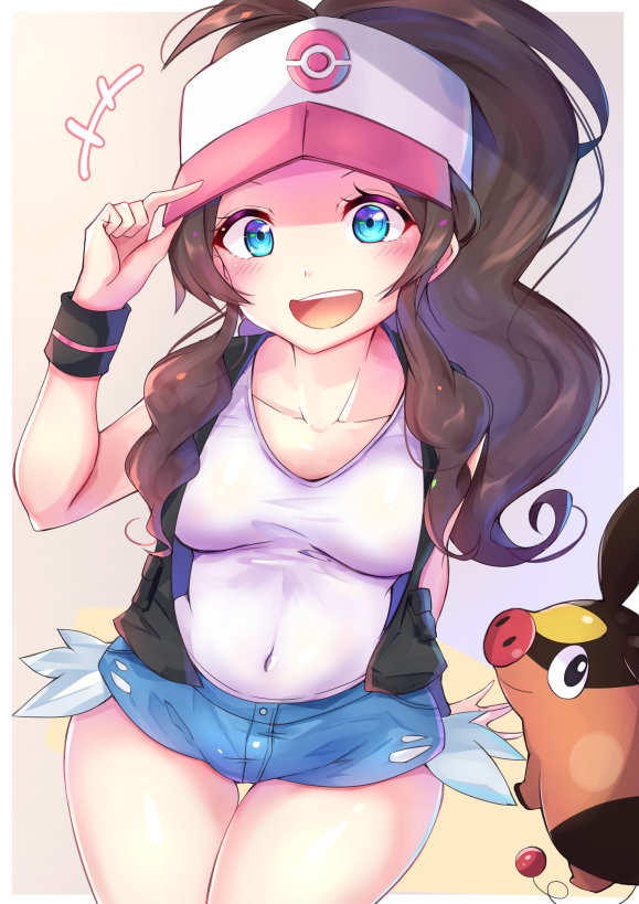 hilda and tepig (pokemon and 1 more) drawn by racket_ti1