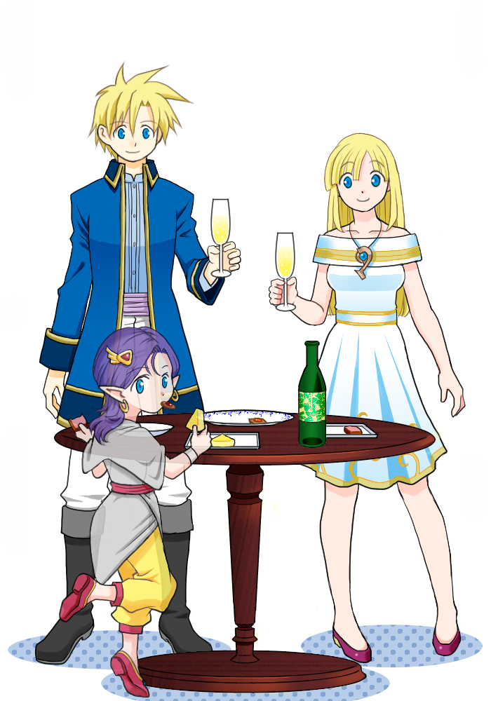 hero's daughter, hero's son, and bella (dragon quest and 1 more) drawn by piyori_(miko0126)