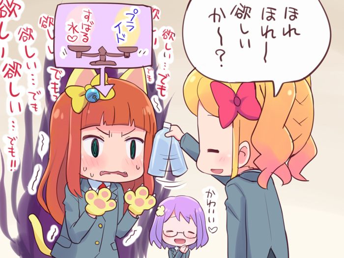 nijino yume, saotome ako, and nanakura koharu (aikatsu! and 1 more) drawn by mika-shi