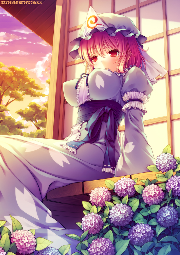 saigyouji yuyuko (touhou) drawn by sayori_(neko_works)