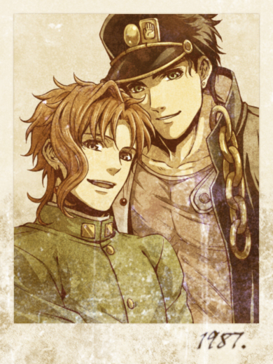 kujo jotaro and kakyoin noriaki (jojo no kimyou na bouken and 1 more) drawn by lanxjourney