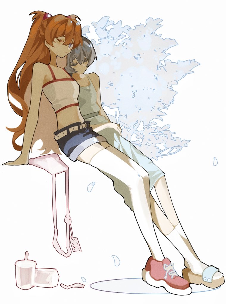 souryuu asuka langley and ayanami rei (neon genesis evangelion) drawn by haobuguniao