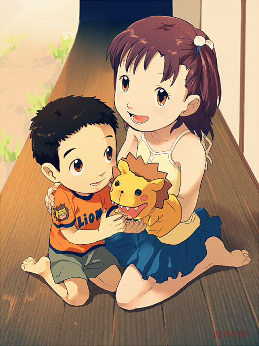 katou juri and katou masahiko (digimon and 1 more) drawn by t_k_g