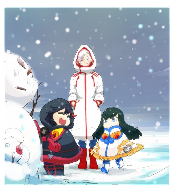matoi ryuuko, senketsu, kiryuuin satsuki, junketsu, kiryuuin ragyou, and 1 more (kill la kill) drawn by gyosone
