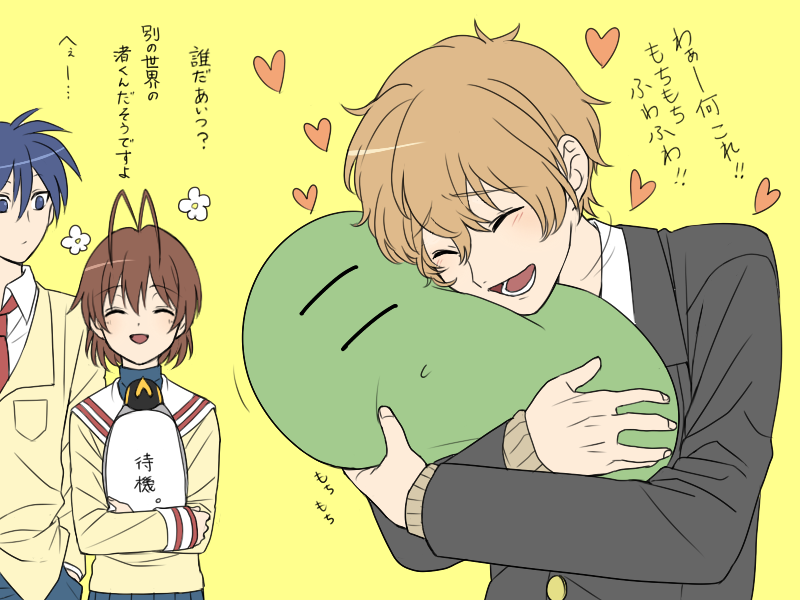 furukawa nagisa, okazaki tomoya, and hazuki nagisa (clannad and 3 more) drawn by sugi_(sumisugi)