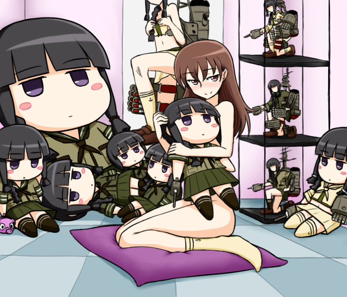 kitakami, ooi, kitakami kai ni, and ooi kai ni (kantai collection) drawn by hamu_koutarou