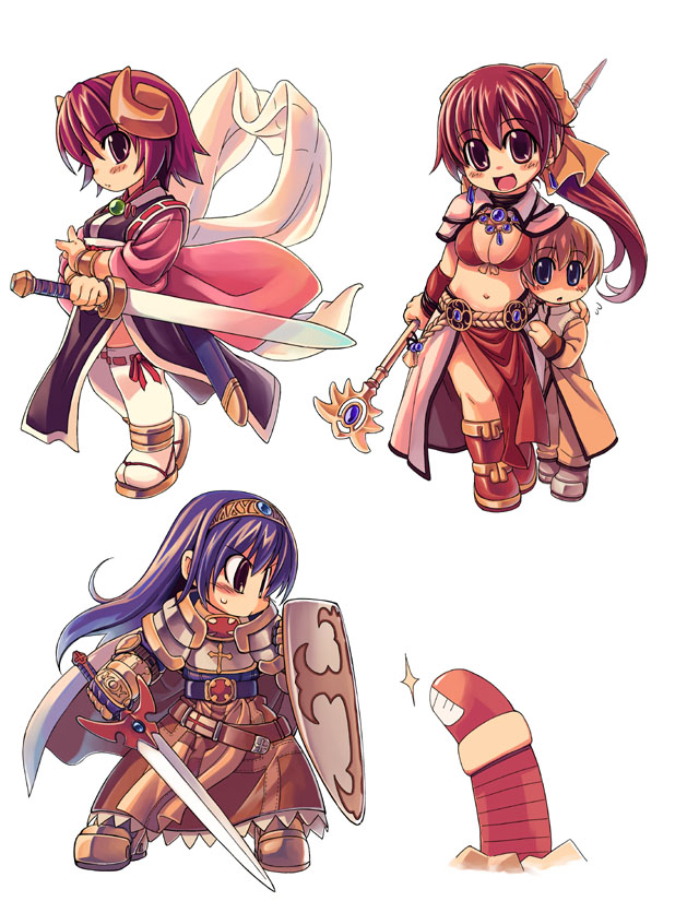 acolyte, mage, crusader, shion, seiranken shion, and 1 more (ragnarok online and 1 more) drawn by mil_(xration)