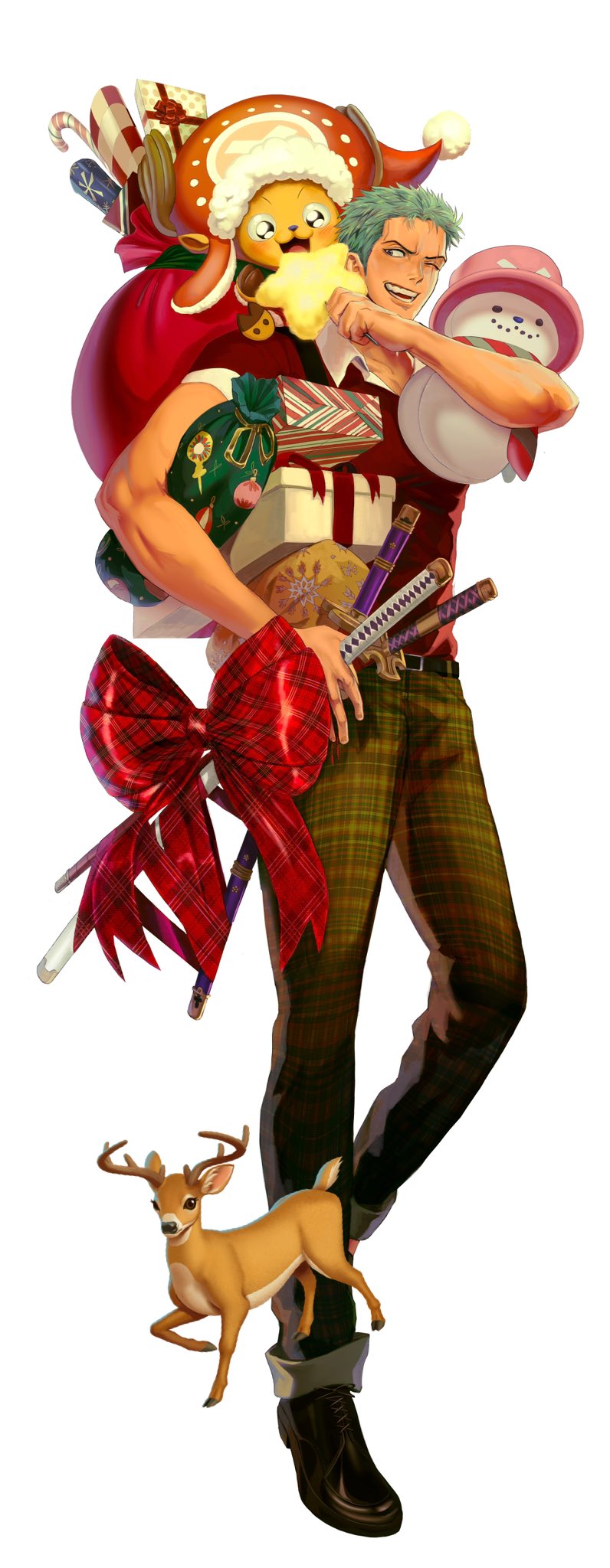 roronoa zoro and tony tony chopper (one piece) drawn by nok_(nok_1)