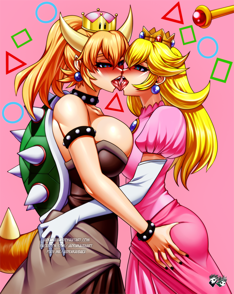 princess peach and bowsette (mario and 1 more) drawn by jadenkaiba
