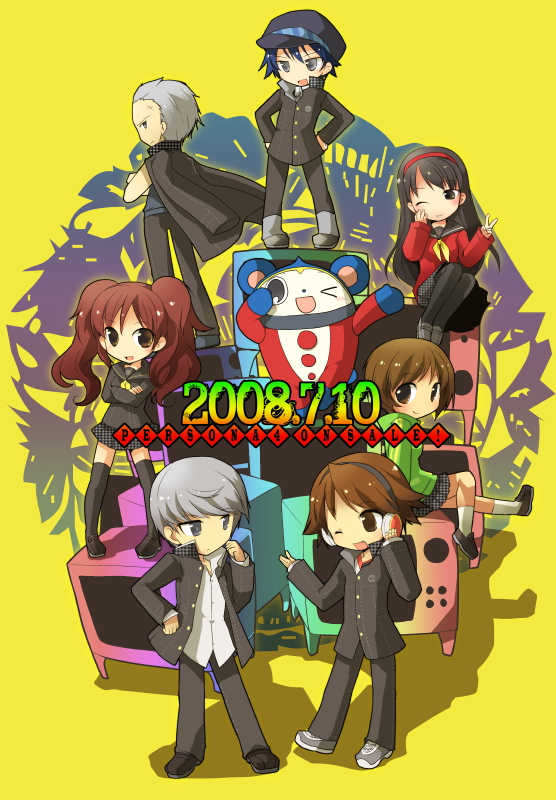 narukami yu, shirogane naoto, satonaka chie, kujikawa rise, amagi yukiko, and 3 more (persona and 1 more) drawn by kamiyoshi_rika
