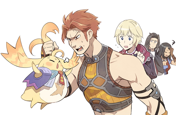 shulk, riki, sharla, dunban, and reyn (xenoblade chronicles and 1 more) drawn by ttk_(ehohmaki)