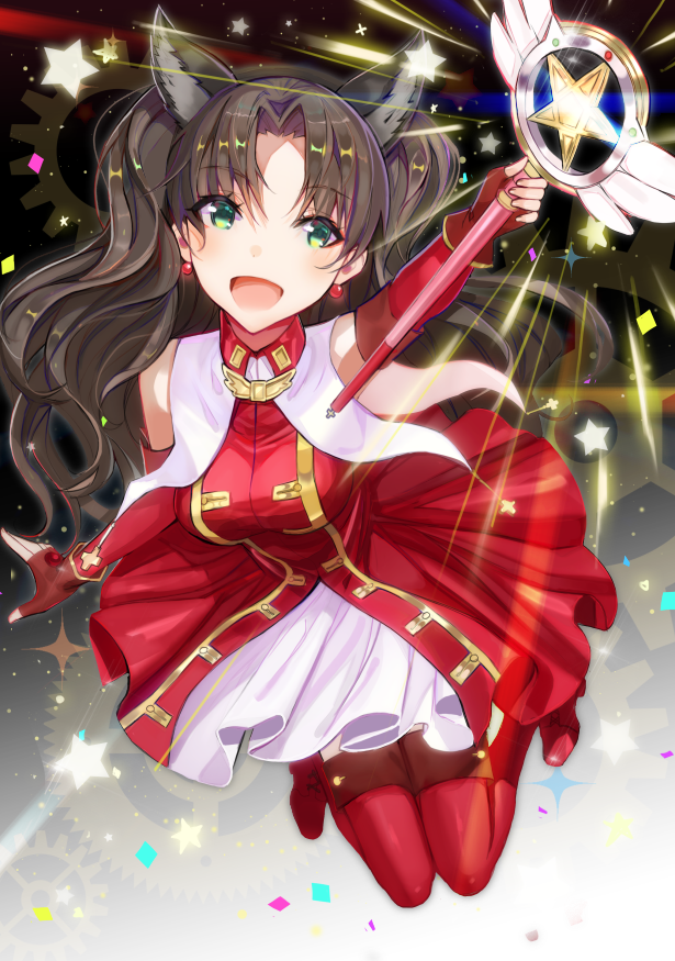 tohsaka rin, magical ruby, and kaleido ruby (fate and 1 more) drawn by lloule