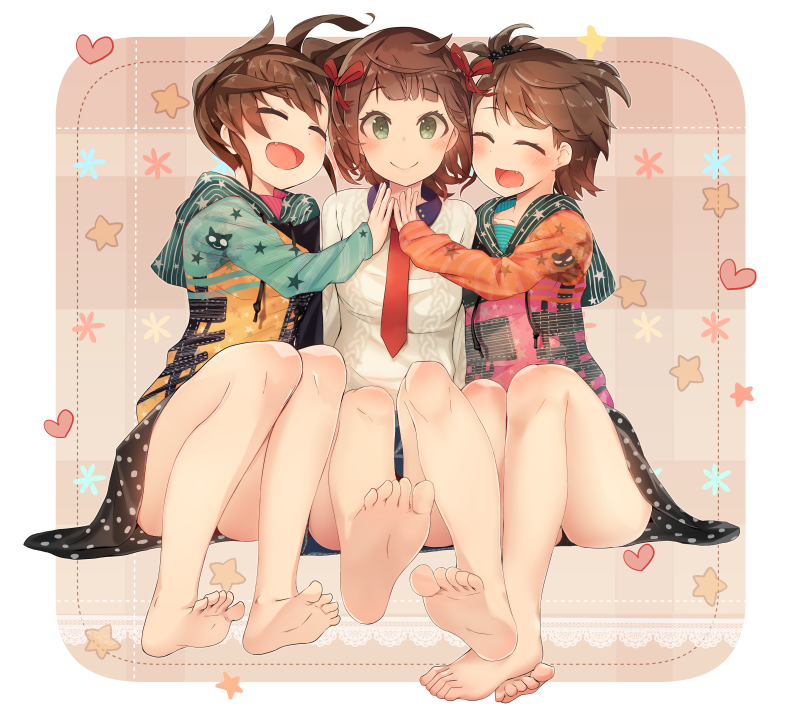 amami haruka, futami mami, and futami ami (idolmaster) drawn by laki